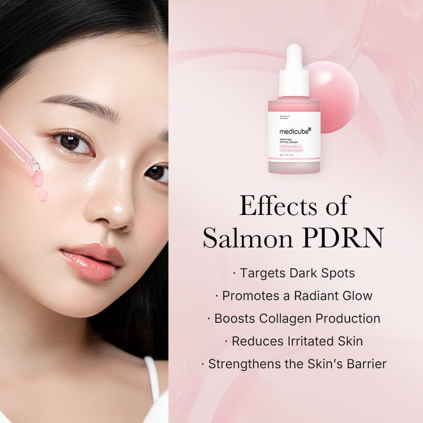 Medicube PDRN Pink Peptide Brightening Glow Serum 30ml - Collagen Hydrating & Firming Essence for Radiant Skin | Moisturizing Anti Dullness Facial Serum - PSEUDO LABS